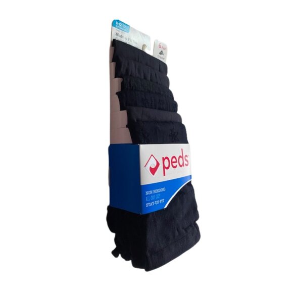 PEDS 12 Pair Non Binding Black Trouser Socks, Stay-Up Fit, Extended Size 8-12 - Picture 2 of 10